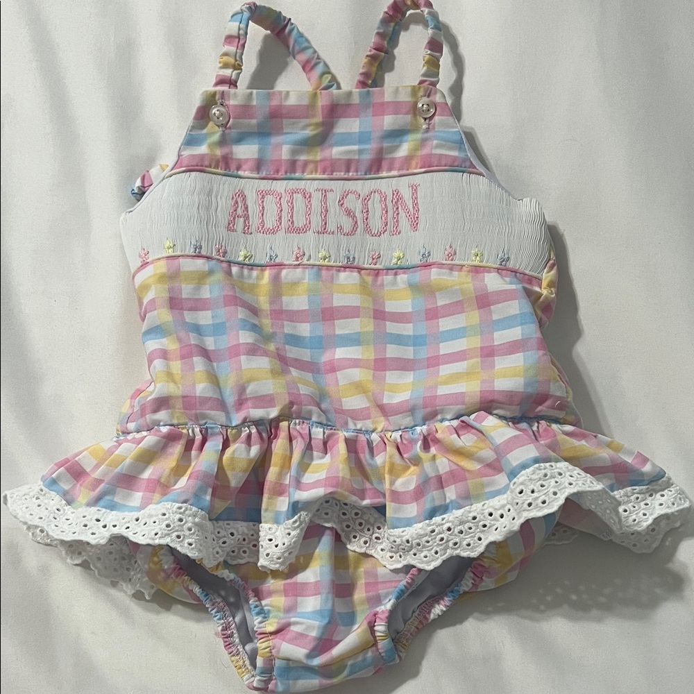 “Addison” Pastel Plaid bathing suit